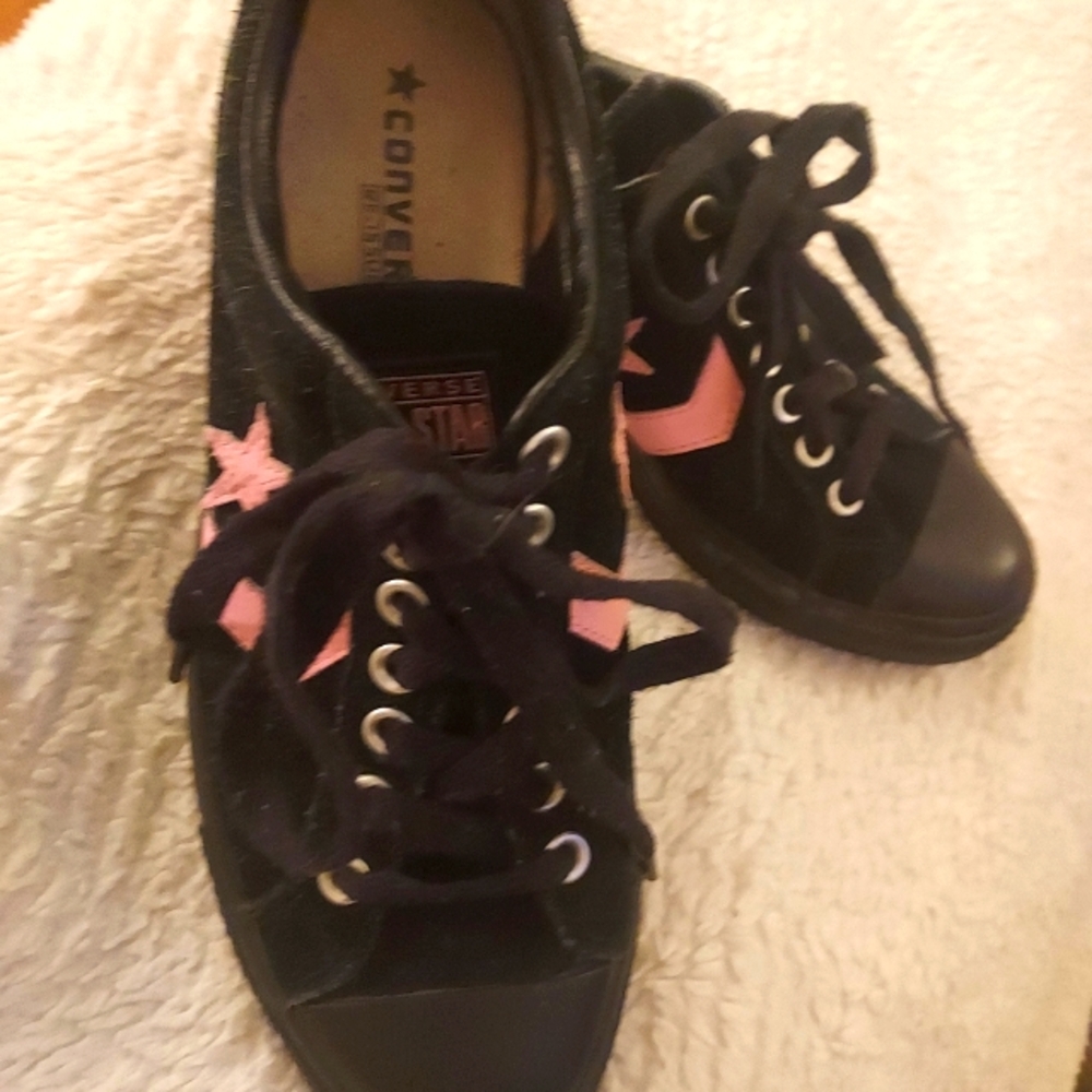 All Star Converse Black Suede and Pink M 8.5/ W 10.5